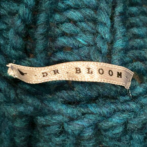 Anthropologie Dr Bloom Tamborito Color Block Sweater Teal Green Yellow - Picture 7 of 8